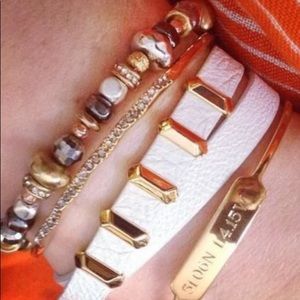 Stella & Dot white and gold Remy wrap bracelet